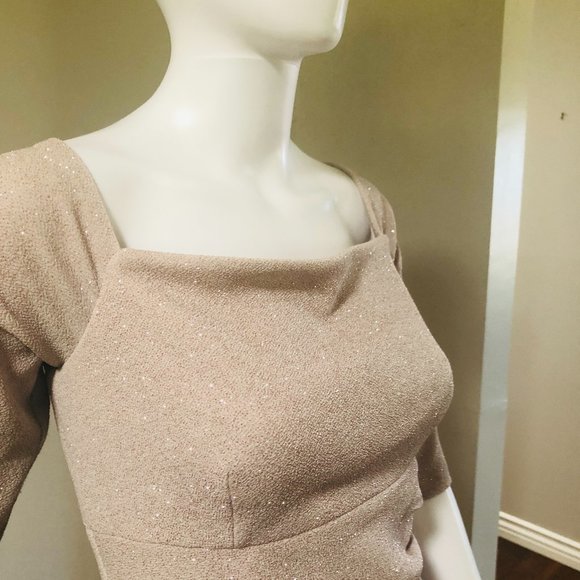 Eliza J Beige Midi Dress - Picture 1 of 8
